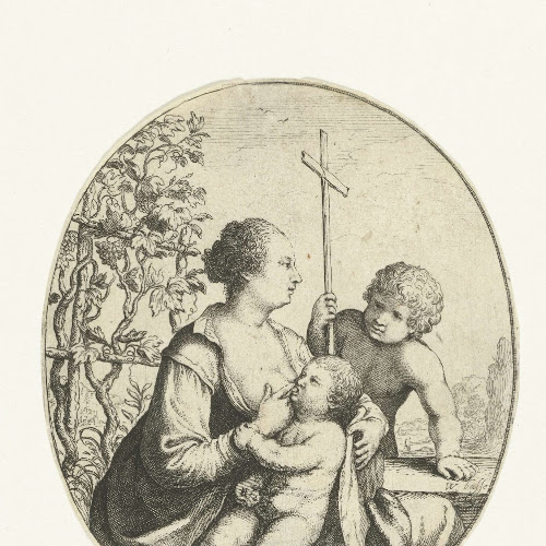 Maria met Christus en Johannes de Doper, Willem Basse, naar Annibale ...