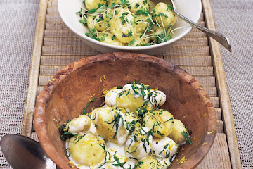 New potato salad with garlic mayonnaise and cress