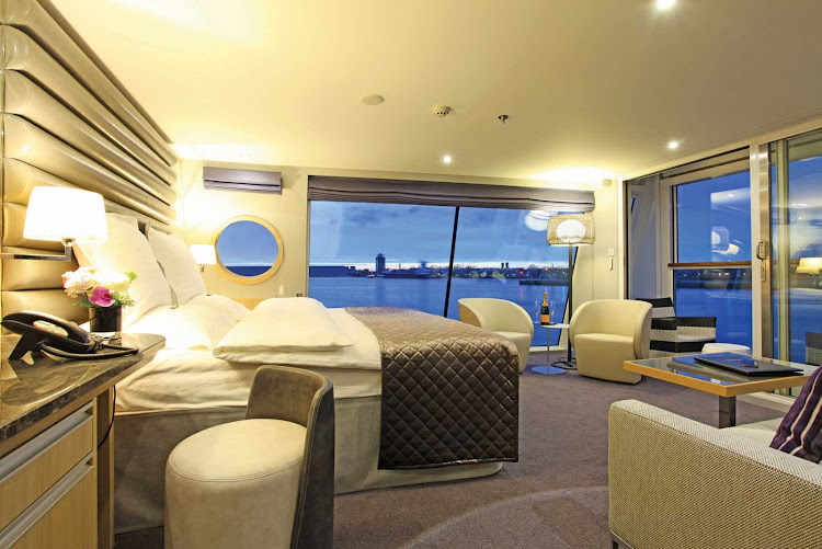 Spacious and lavishly furnished, the Royal Panorama Suite aboard Scenic Crystal is a favorite accommodation of guests of all ages.