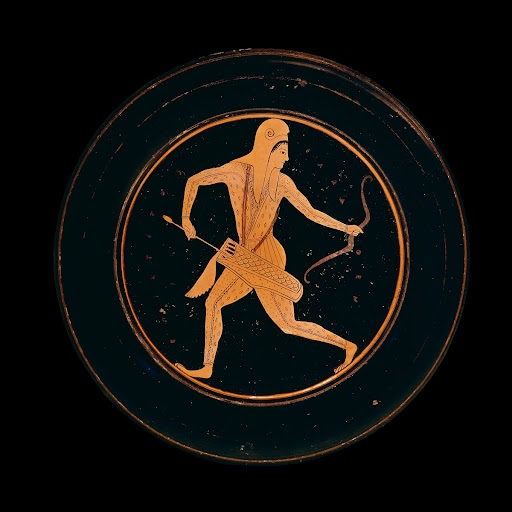 Red-figured plate, signed by Epiktetos as painter