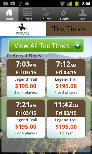 Legend Trail Golf Tee Times