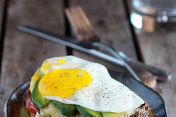 Crispy Kale BLT Croque Madame with Smoked Gouda + Avocado