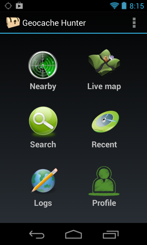 Android application Geocache Hunter screenshort