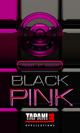 Black Pink clock widget analog