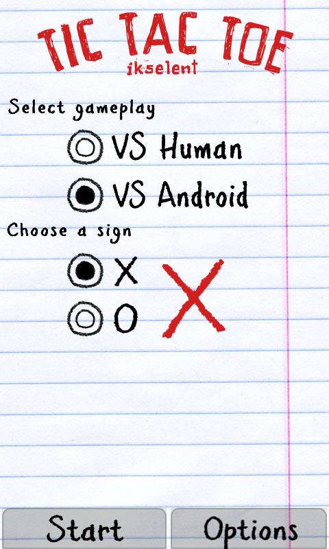 Android application Tic Tac Toe screenshort