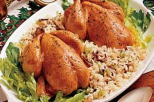 Cornish Hens with Rice Dressing