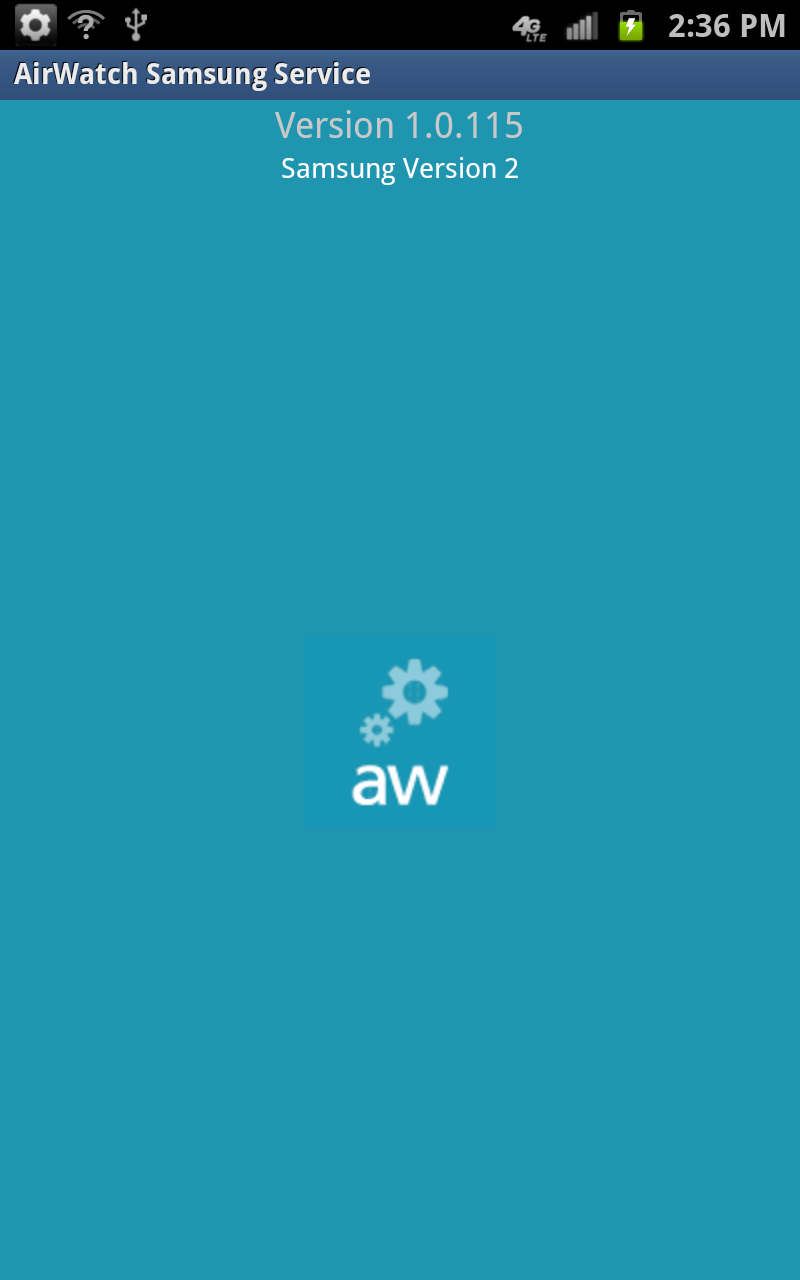 AirWatch Samsung Service Screen 2
