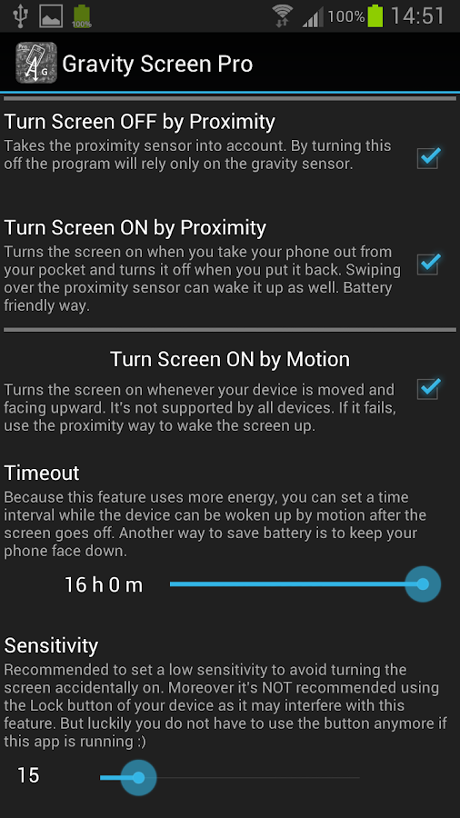 Gravity Screen - On / Off - screenshot