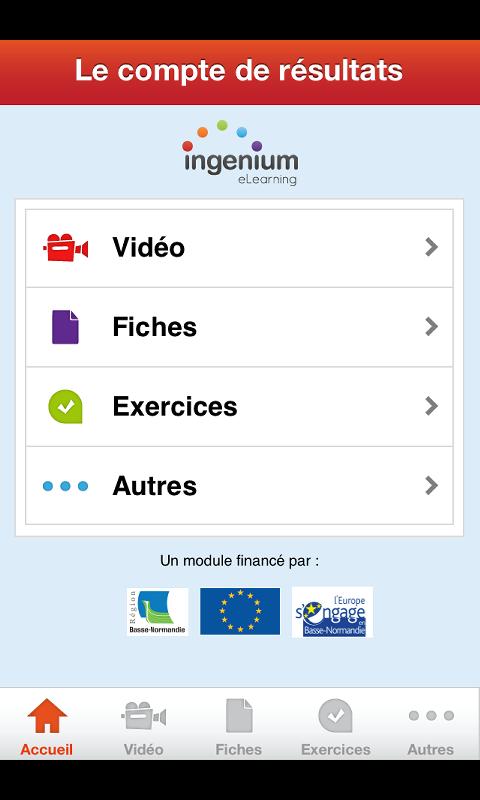 Android application Le compte de résultats. screenshort