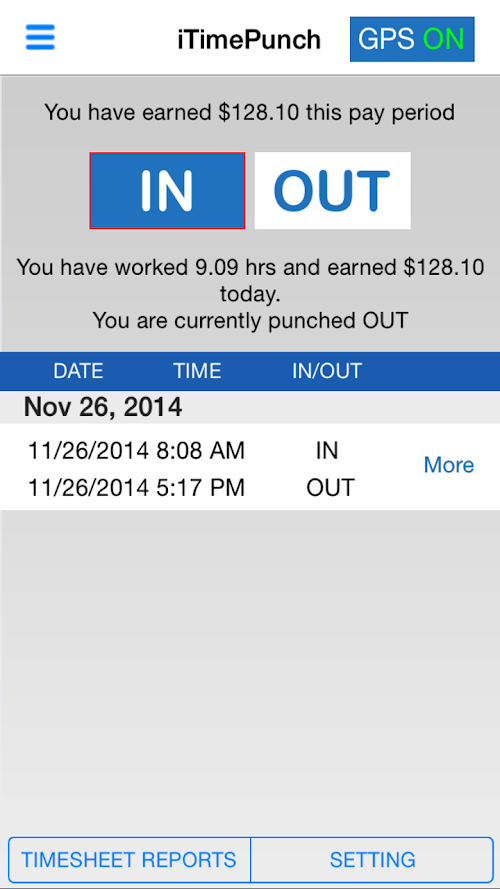 Android application iTimePunch - Work Time Clock screenshort