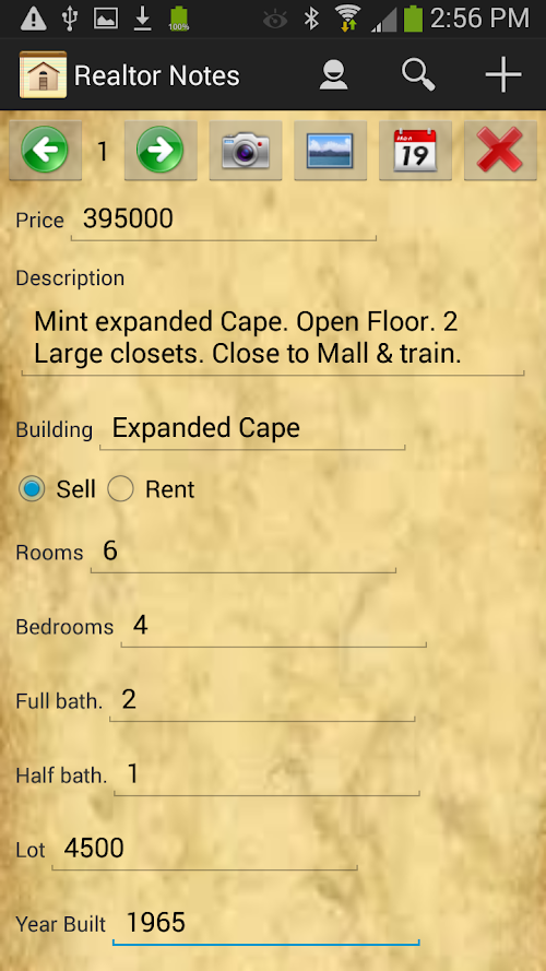Android application Realtor Notes screenshort