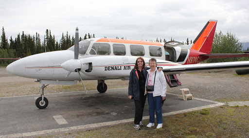 Denali-Air - Mom and I rode on a Denali Air turboprop as we scooted around scenic Denali National Park and Preserve. The only way you're guaranteed to see Mt. McKinley (or Mt. Denali, that's what Alaskans call it). At 20,000 feet, it's the tallest peak in North America, and it's usually covered by clouds.