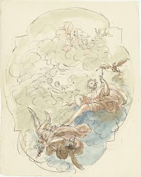 Ontwerp voor een plafondschildering met Jupiter en Mercurius
