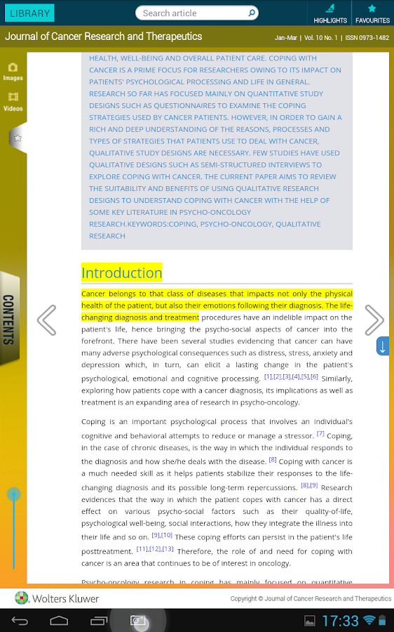   J Can Res Ther(JCRT) – snímka obrazovky 