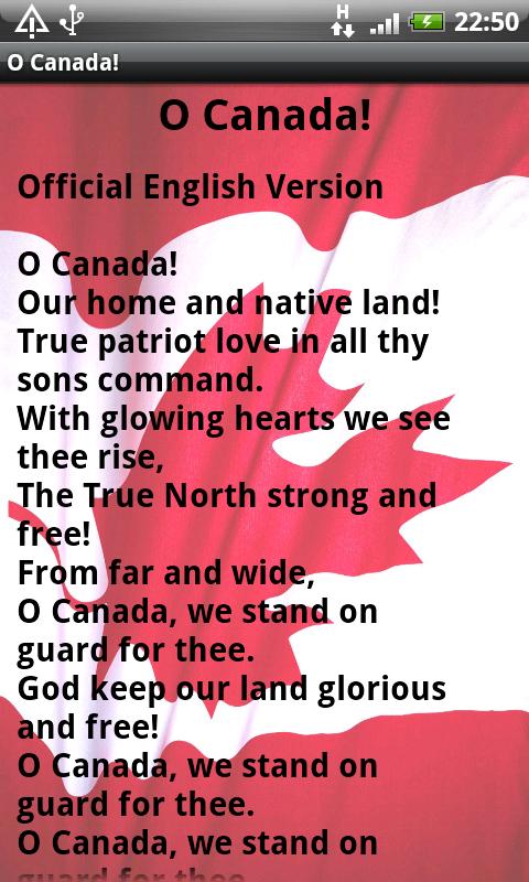 french national anthem words english for Play on Google Apps Android Anthem Canadian