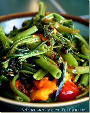 Kangkung belacan with tomato