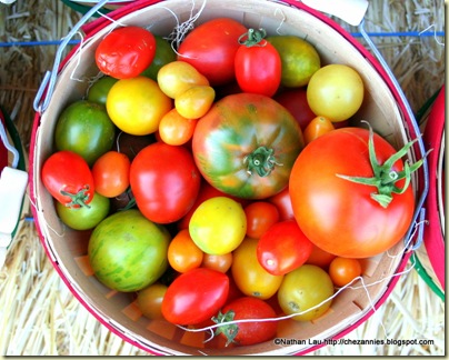 bucket of heirloom tomatoes @ TomatoFest
