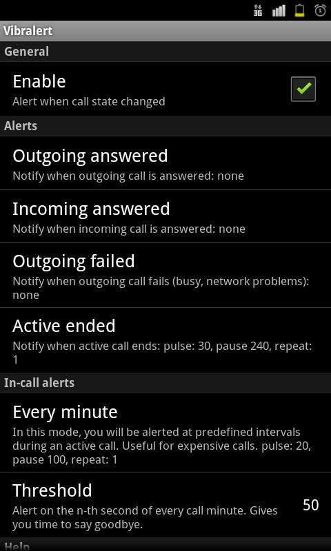 Android application Vibralert Pro screenshort