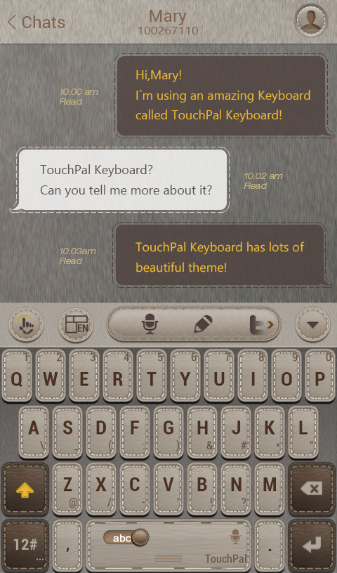 TouchPal Leather Theme Screen 2