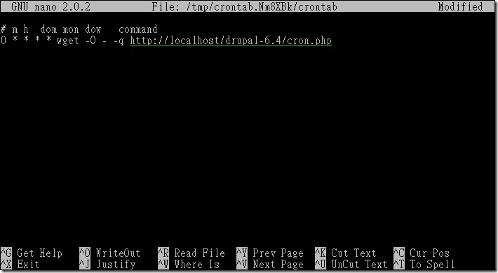 鍵入crontab -e