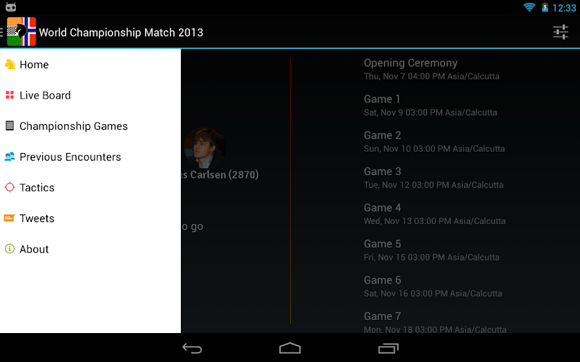 World Chess Championship 2013 Screen 2