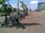 bike parking next to red bike road