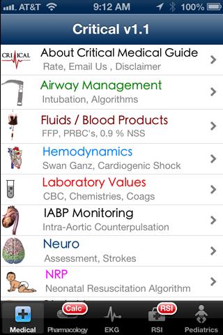 Android application Critical Medical Guide screenshort