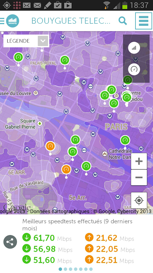 Speedtest & carte 4G, 3G, Wifi - screenshot