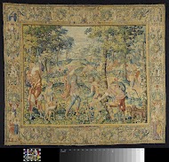 Wandtapijt met de geschiedenis van Caphalus aan Phocus over zijn hond Lelaps en de wilde vos