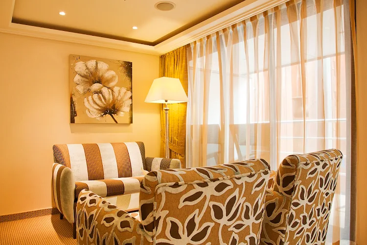 A suite aboard AmaVerde comes with a a 350-square-foot living space, including French balcony and outside balcony, spacious wardrobe, shower and bathtub, flat-screen TV, Internet access and more. 