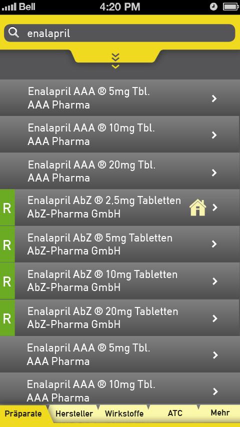 GELBE LISTE PHARMINDEX Screen 2