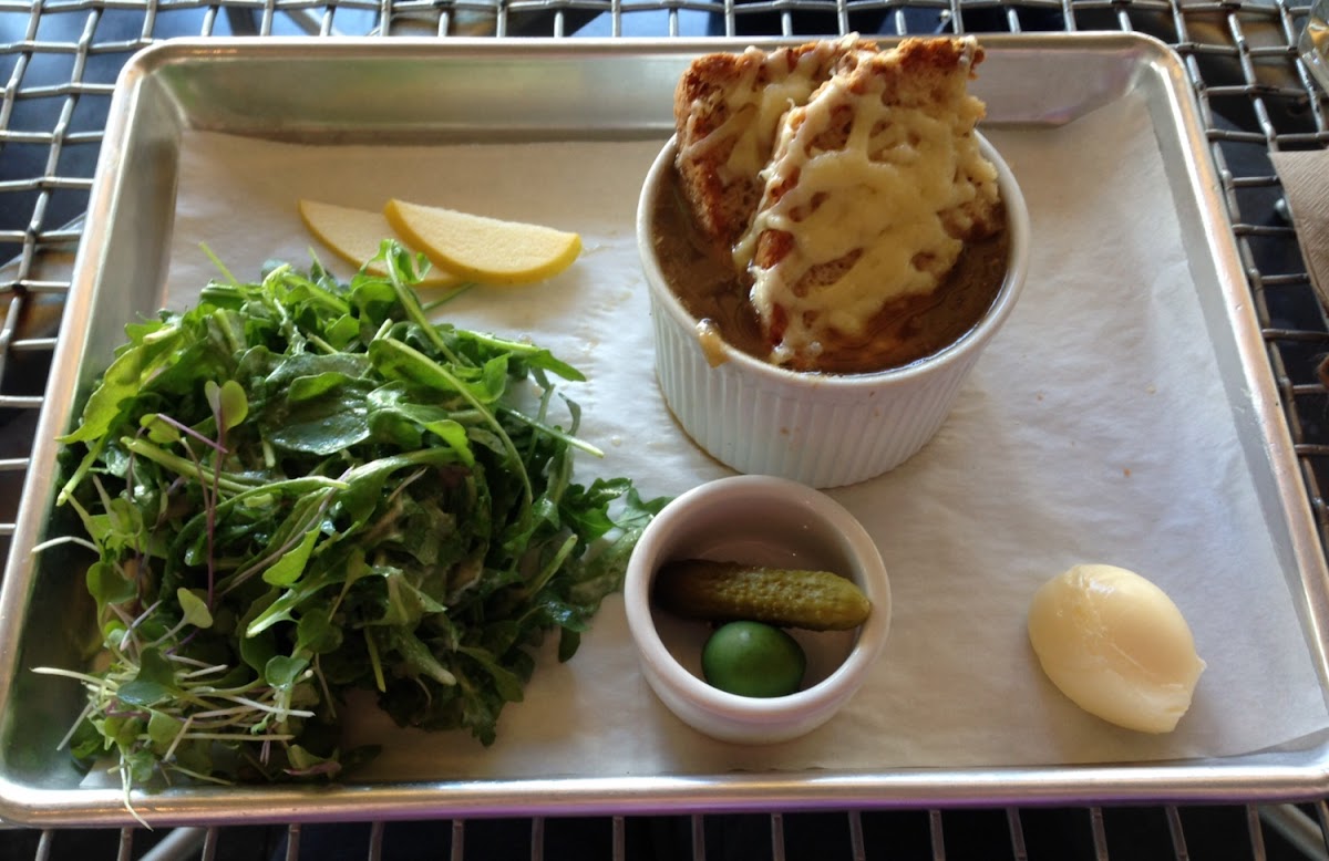 French Onion Soup with Arugula Salad.