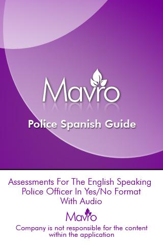 Police Spanish Guide (PSG) Screen 3