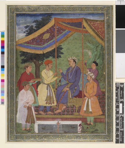 Manohar, Emperor Jahangir receiving his two sons, an album-painting in gouache on paper