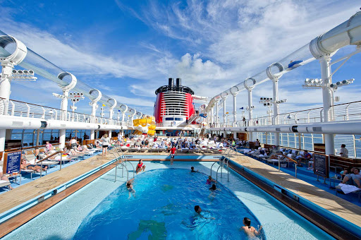 A glimpse of the Donald Duck pool on the Lido Deck of Disney Dream. 