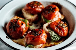 Roasted Caprese Tomatoes with Basil dressing