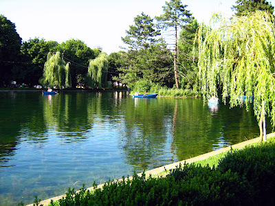 Lake scene with boats in Central Park-Cluj Napoca