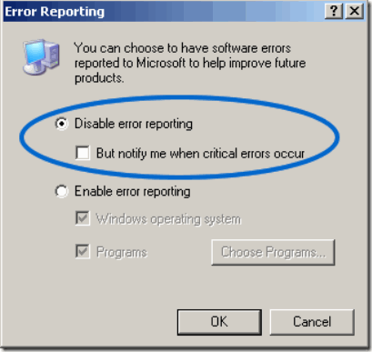 Error reporting 1