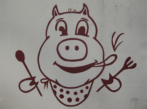 Pig Logo at Barbecue Center