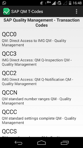 SAP QM T-Codes