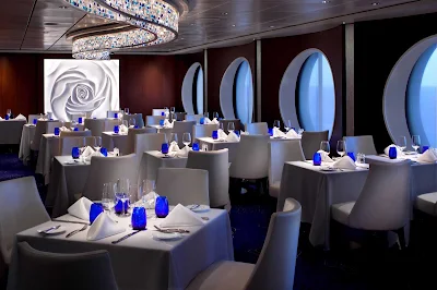 Take in the sea and the contemporary décor in Celebrity Infinity's Blu restaurant.