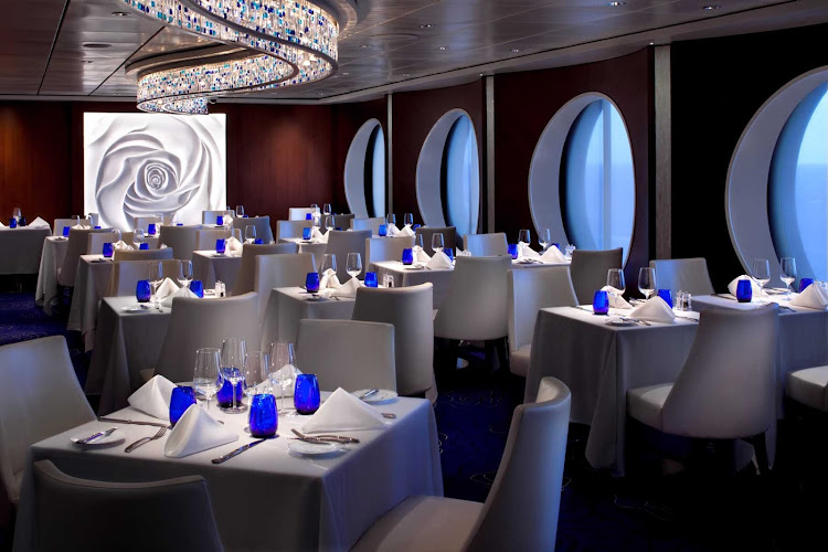 Take in the sea and the contemporary décor in Celebrity Infinity's Blu restaurant.