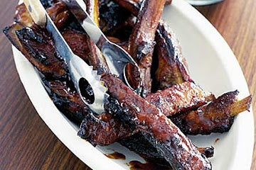 Oven roasted aromatic ribs with a bourbon & orange glaze