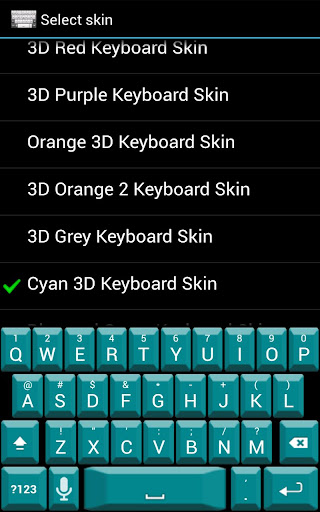 3D Cyan Keyboard Skin
