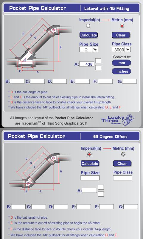 Socket Pipe Calculator Screen 2