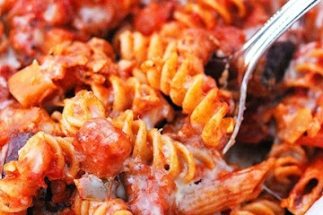 Cheesy Baked Pasta with Eggplant and Artichokes