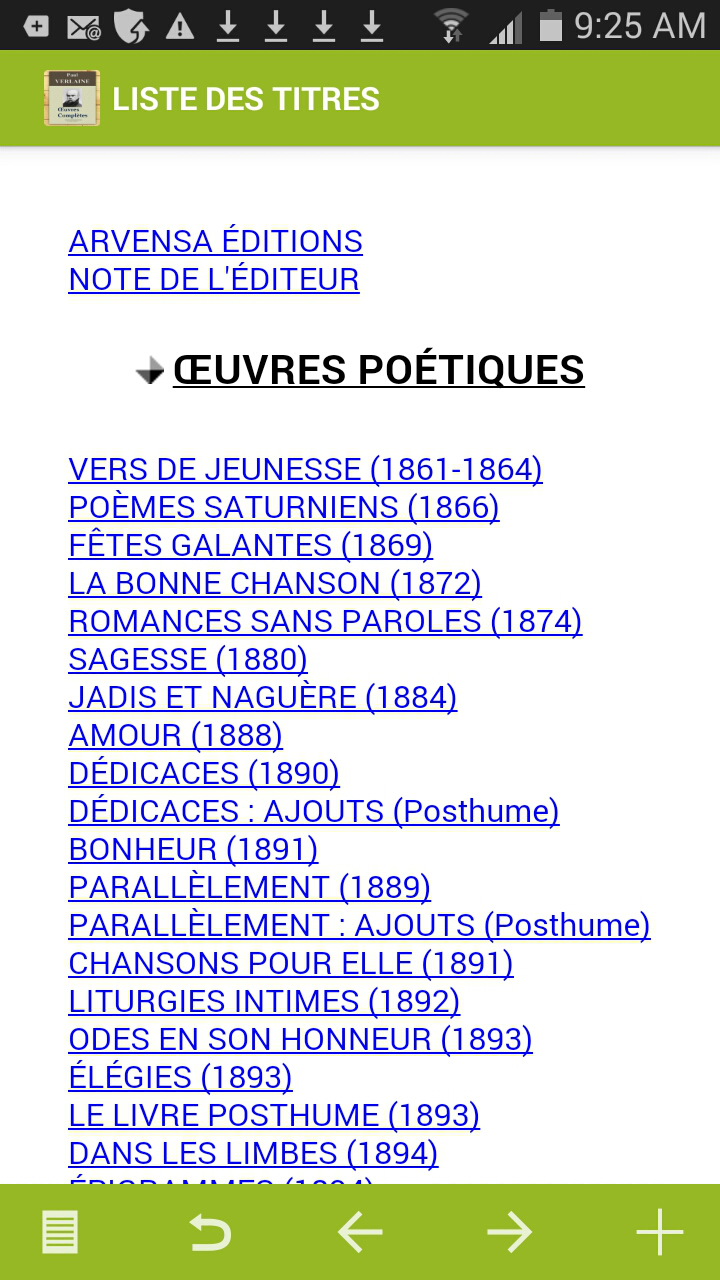 Android application Verlaine : Oeuvres complètes screenshort