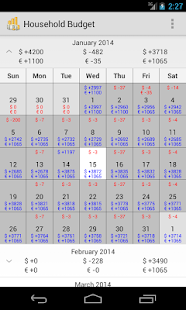 Android application Household Budget screenshot