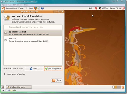 installing linux on virtual pc success