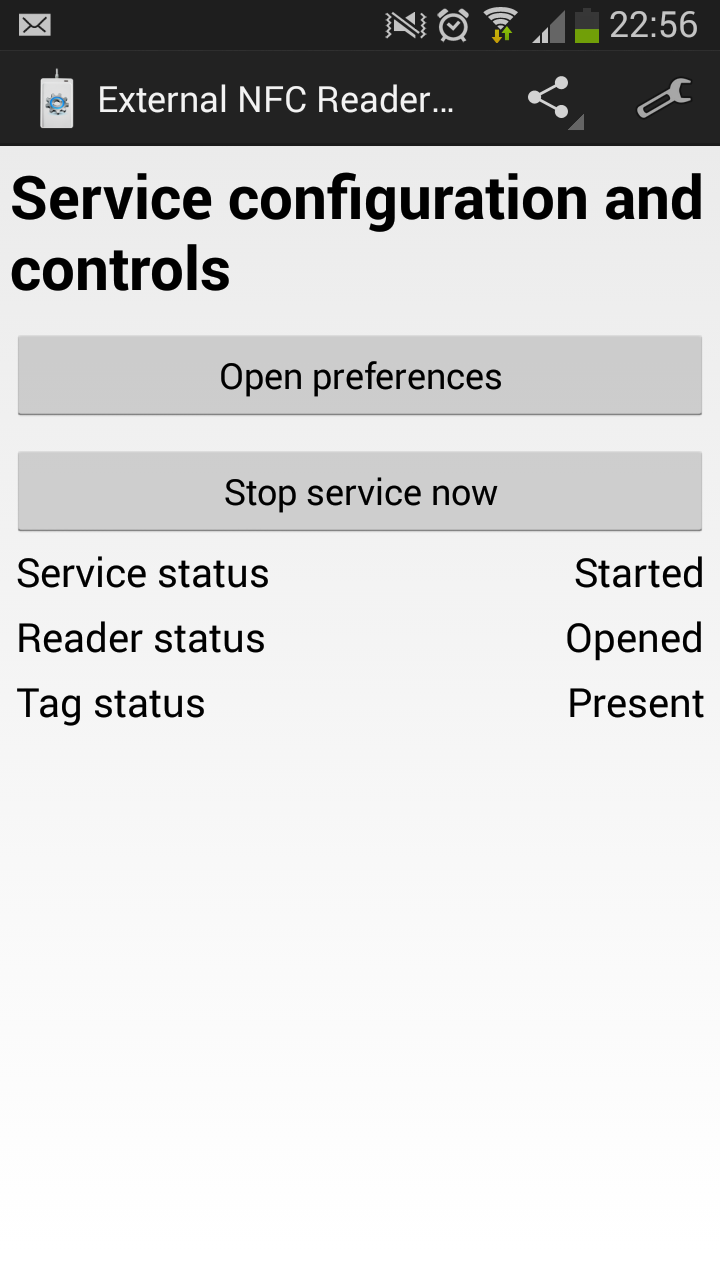 Android application External NFC Reader Service screenshort
